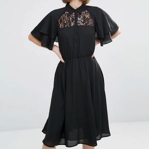 Lost Ink Shirt Dress With Cape Sleeve Detail